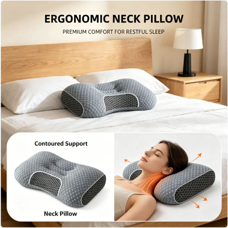 

2 шт. массажные подушки для шеи, регулируемые, эргономичные, ортопедические, контурные, поддерживающие, для дома, спальни, сна