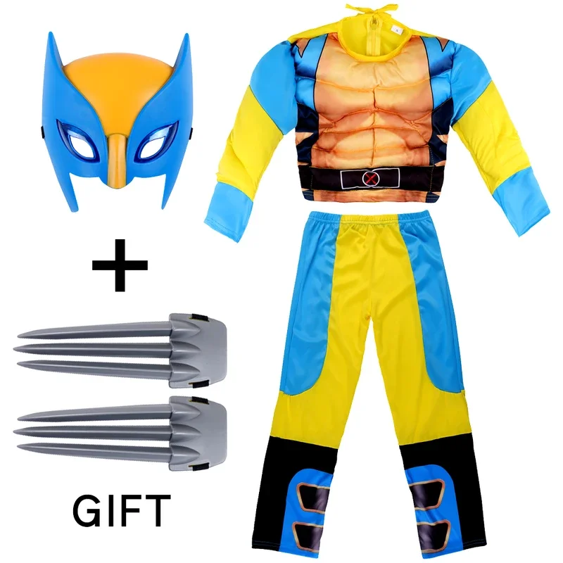 Movie Wolverine Costume Kids Superhero Cosplay Halloween Party Fancy Dress Children Birthday Super Hero Dress Up