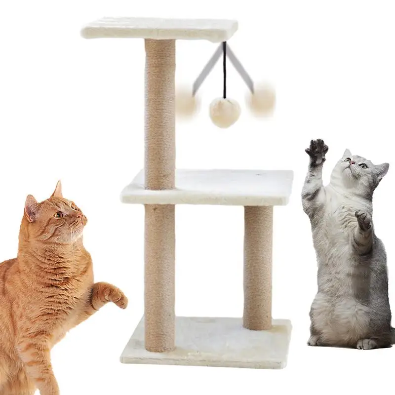 

Cat Tree For Indoor Cats 3 Tier Fluffy Ball Design Cat Scratch Toy Multi Level 27.5inch Multi Level Cat Tower Cat Scratch Toy