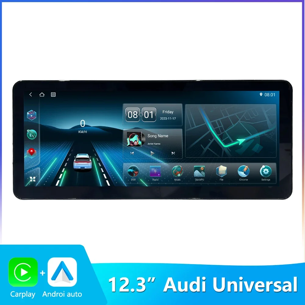 New Design 12.3 Inch Audi Style Touch Screen Universal Multimedia Android Car Radio Stereo Carplay Automotive Headunit Monitor