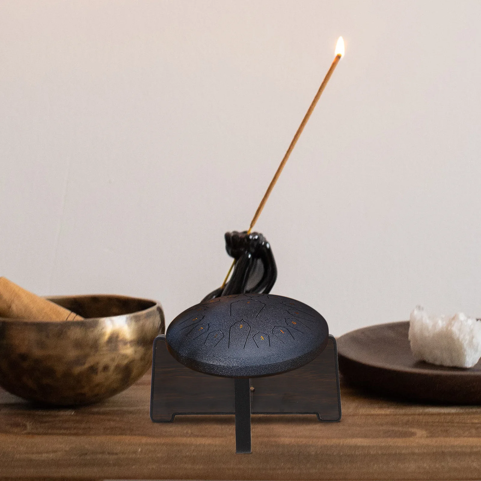 

Durable Mini Handpan Holder Rosewood Drum Stand Portable And Stylish Suitable For Small Percussion Instruments