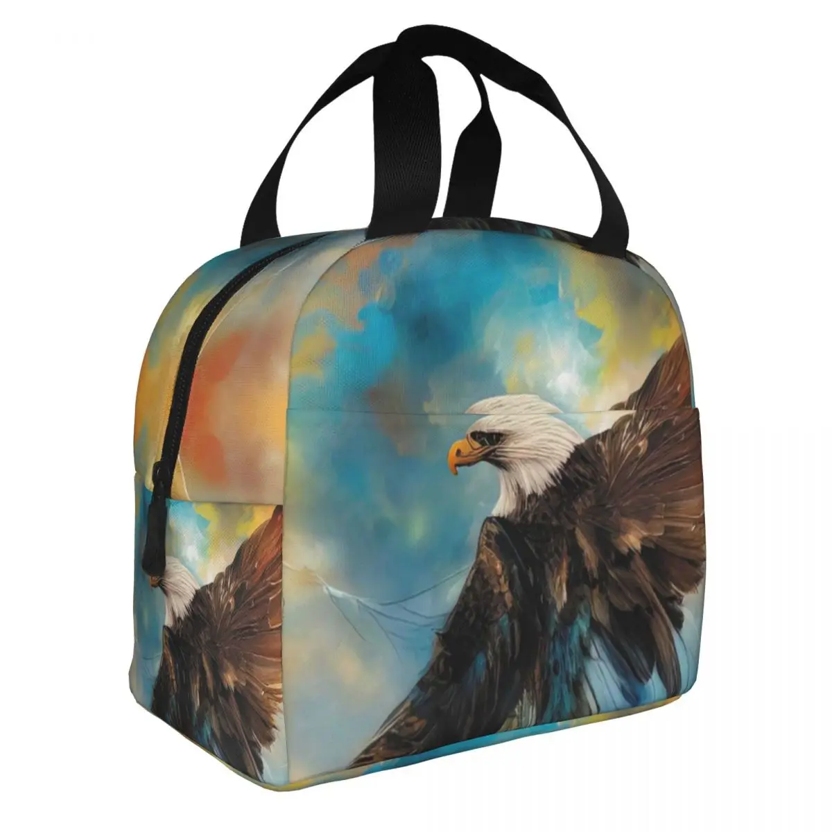 

Dreamcatcher Eagle Lunch Bento Bags Portable Aluminum Foil thickened Thermal Cloth Lunch Bag for Women Men Boy