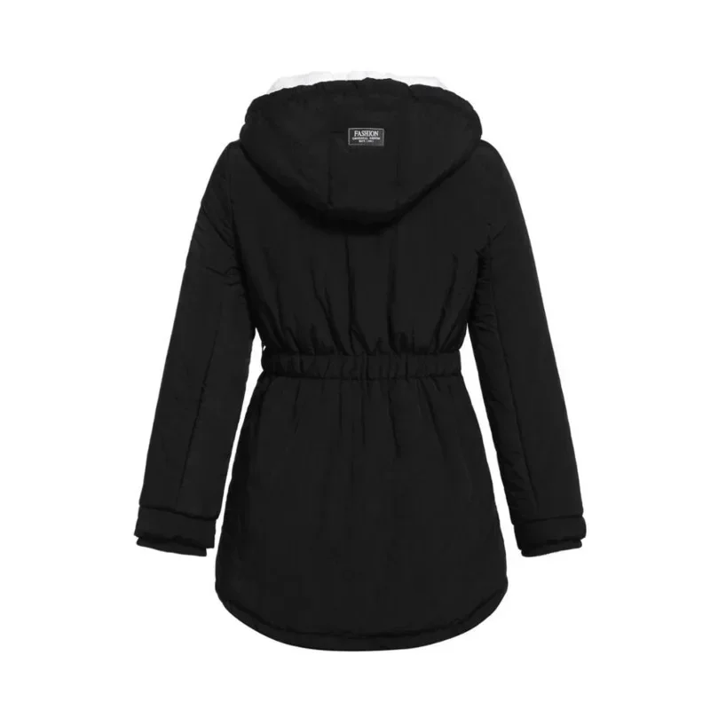 Customizable 2024 New UZZDSS Mid-length plain parka Winter Women Warm Parkas Hooded Thick Plush Winter Coats