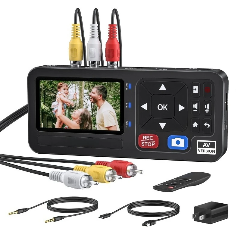 Original SD Analog Video Capture Box TF Card Recorder with Screen VCR to Digital Converter for Legacy Tape Machine
