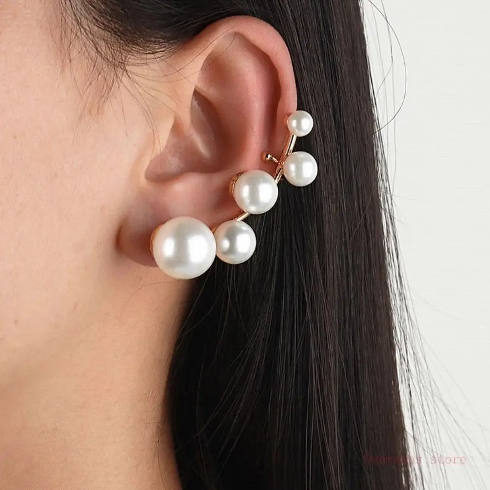 Alloy Pearl Clip Earrings French Style Ear Hook Baroque Bride Ear Cuff No Piercing Jewelry Accessories Ear Bone Clip Carnival