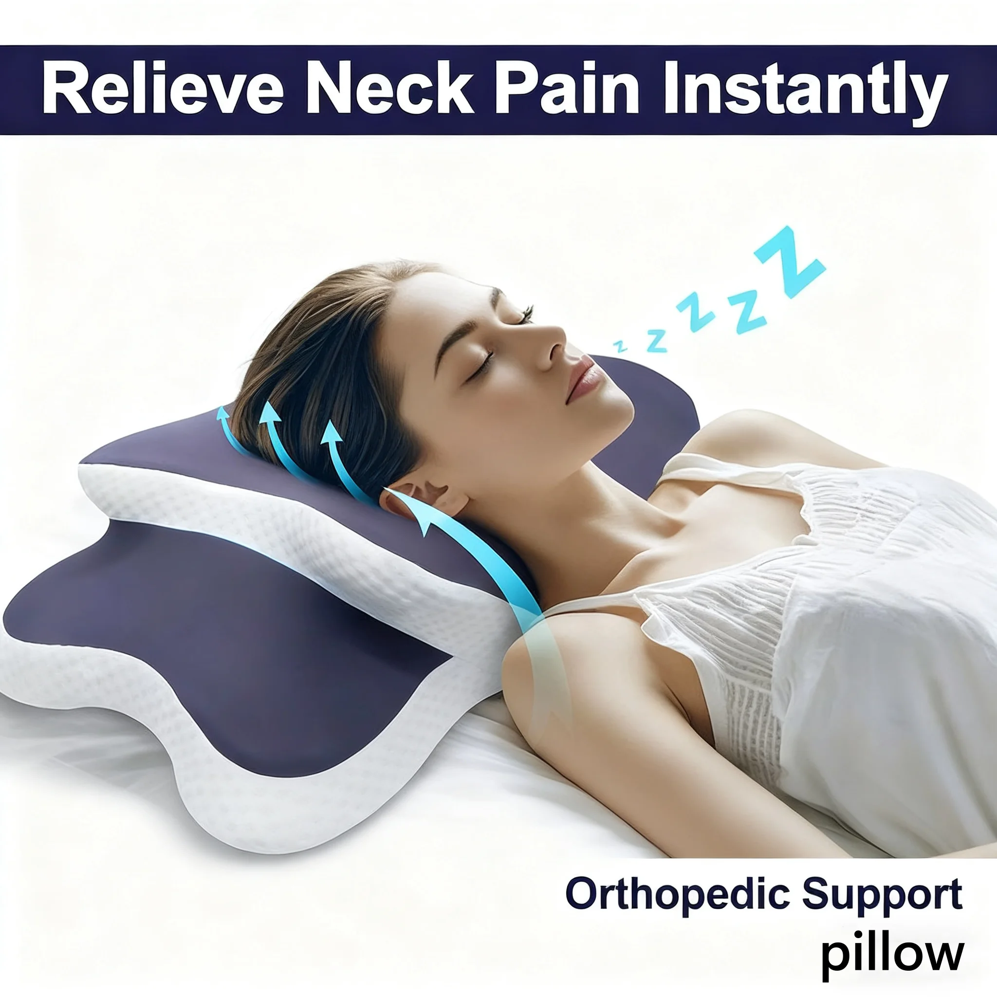 

Memory Foam Pillow Cervical Pillow Neck Pain Relief Contour Ergonomic Orthopedic Neck Support for Side Back Stomach Sleeper Gift