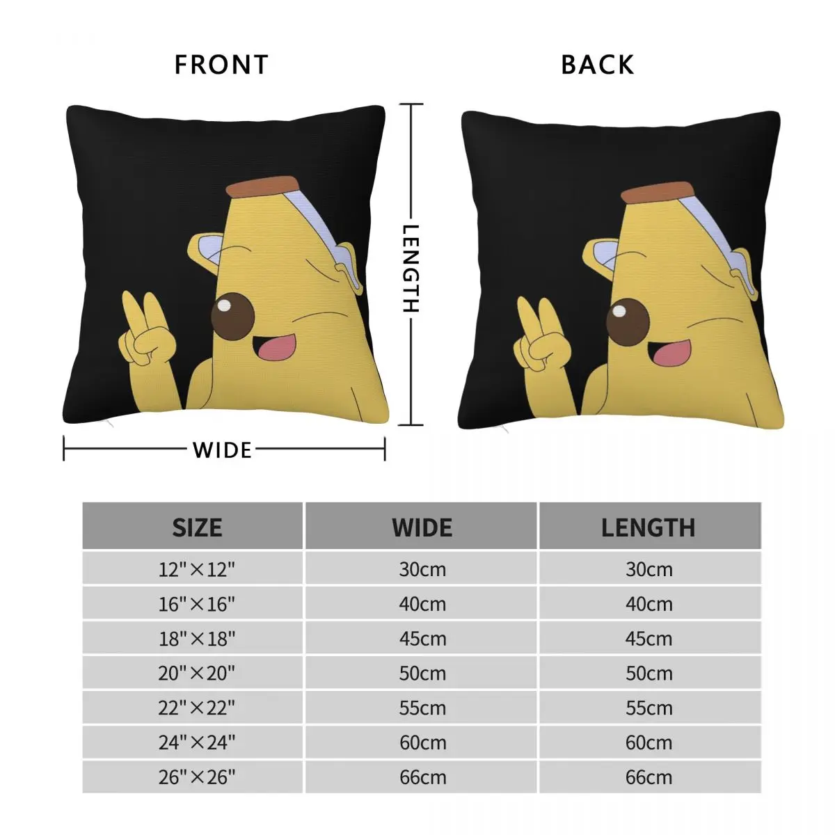 Peely Square Pillowcase Polyester Linen Velvet Creative Zip Decor Room Cushion Cover