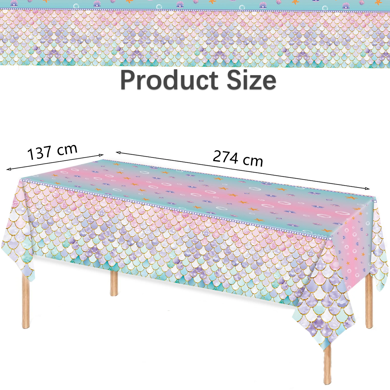 1pcs Mermaid Shell Scale Table - Table Cloth Disposable ulasan dan harga