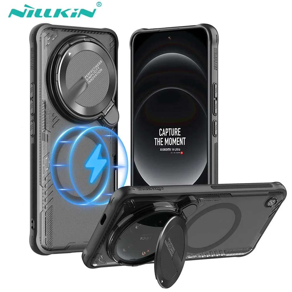 

MagSafe Case For Xiaomi 14 Ultra NILLKIN Anti-Drop Magnetic Case Flip-style With Holder Lens Protection Cover For Mi 14 Ultra