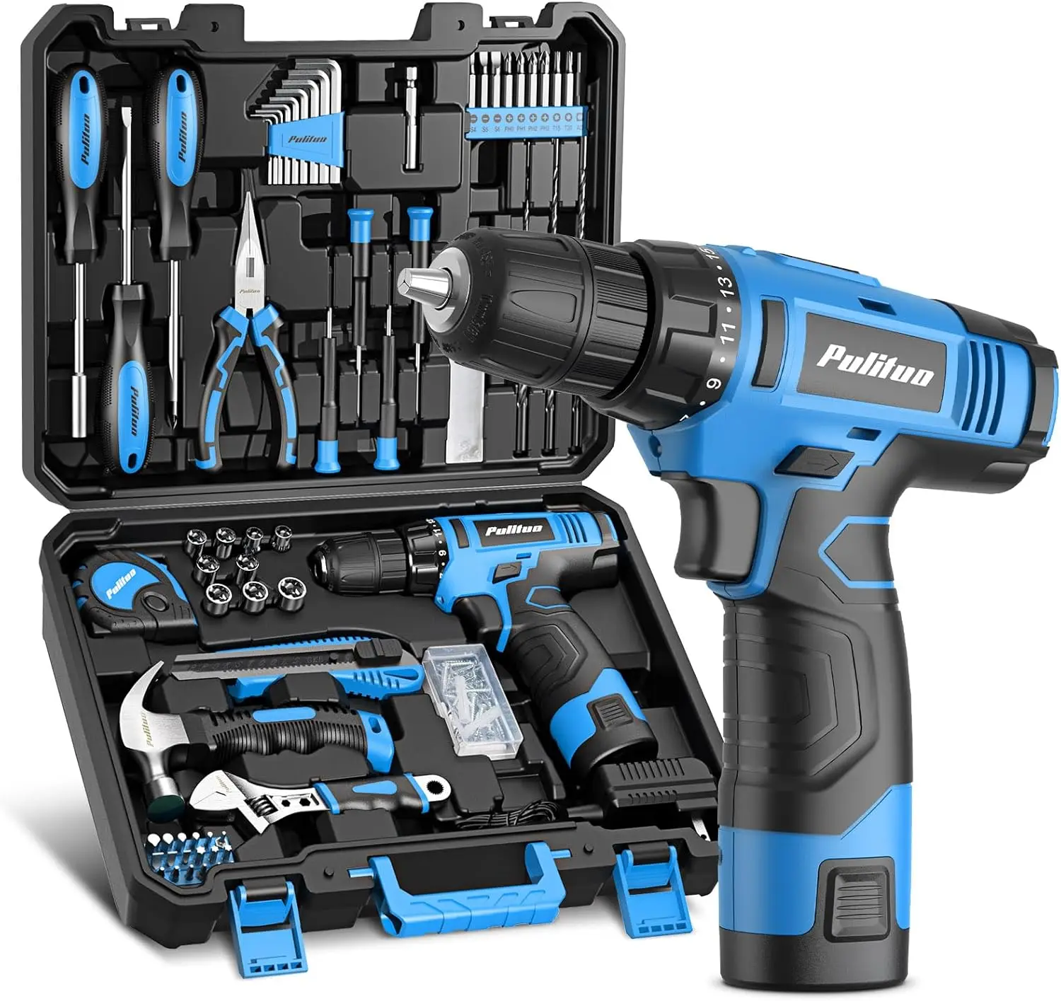 

148-Piece Cordless Drill Tool Set with 12V Electric Drill, Hand Tools & Storage Box for Home DIY Projects