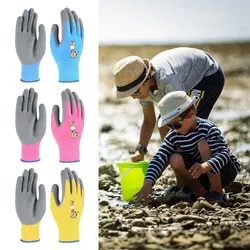 1 Pair Latex Kids Work Gloves Cartoon Animal Gardening Glove Pink/Blue/Yellow Gardening Glove Antiskid Thickening Unisex Gloves