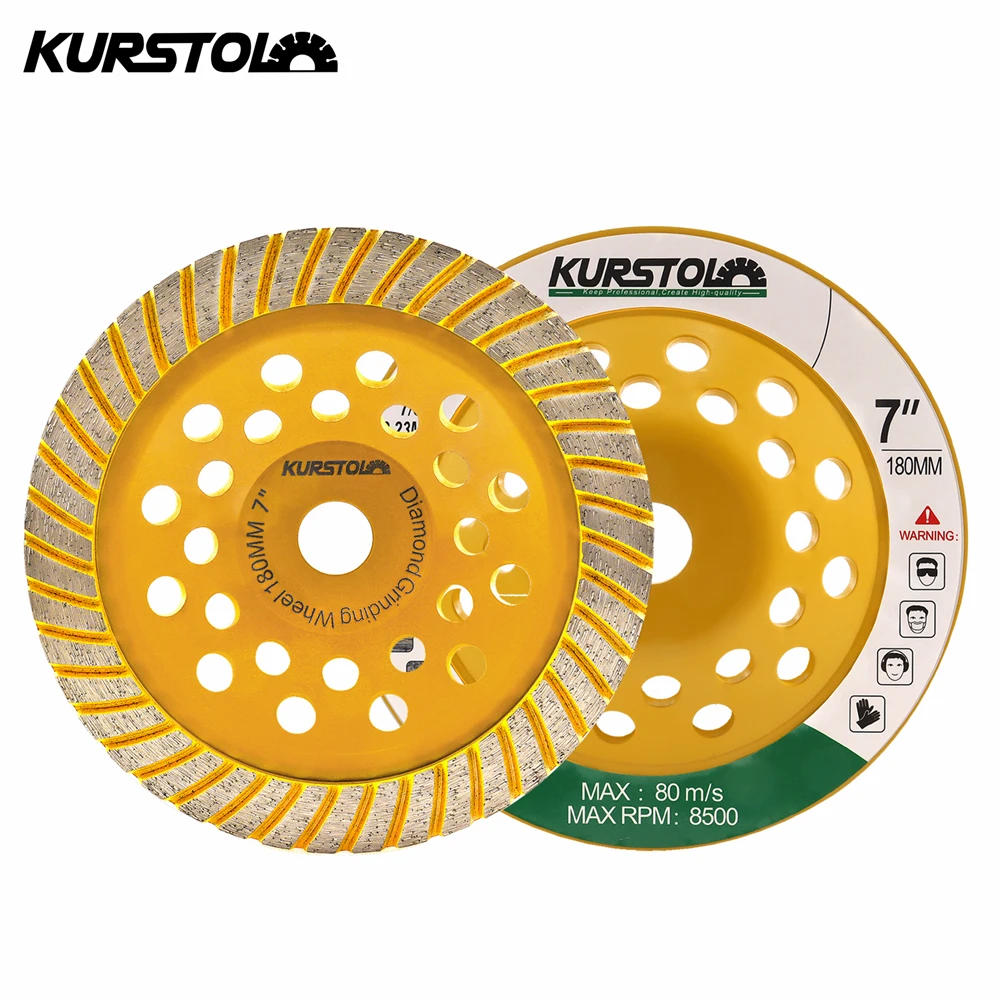 KURSTOL 1pc 7inch Dia 180mm Diamond Grinding Wheel Cup Wheel Concrete Granite Marble Grinding Polishing Sanding Disc