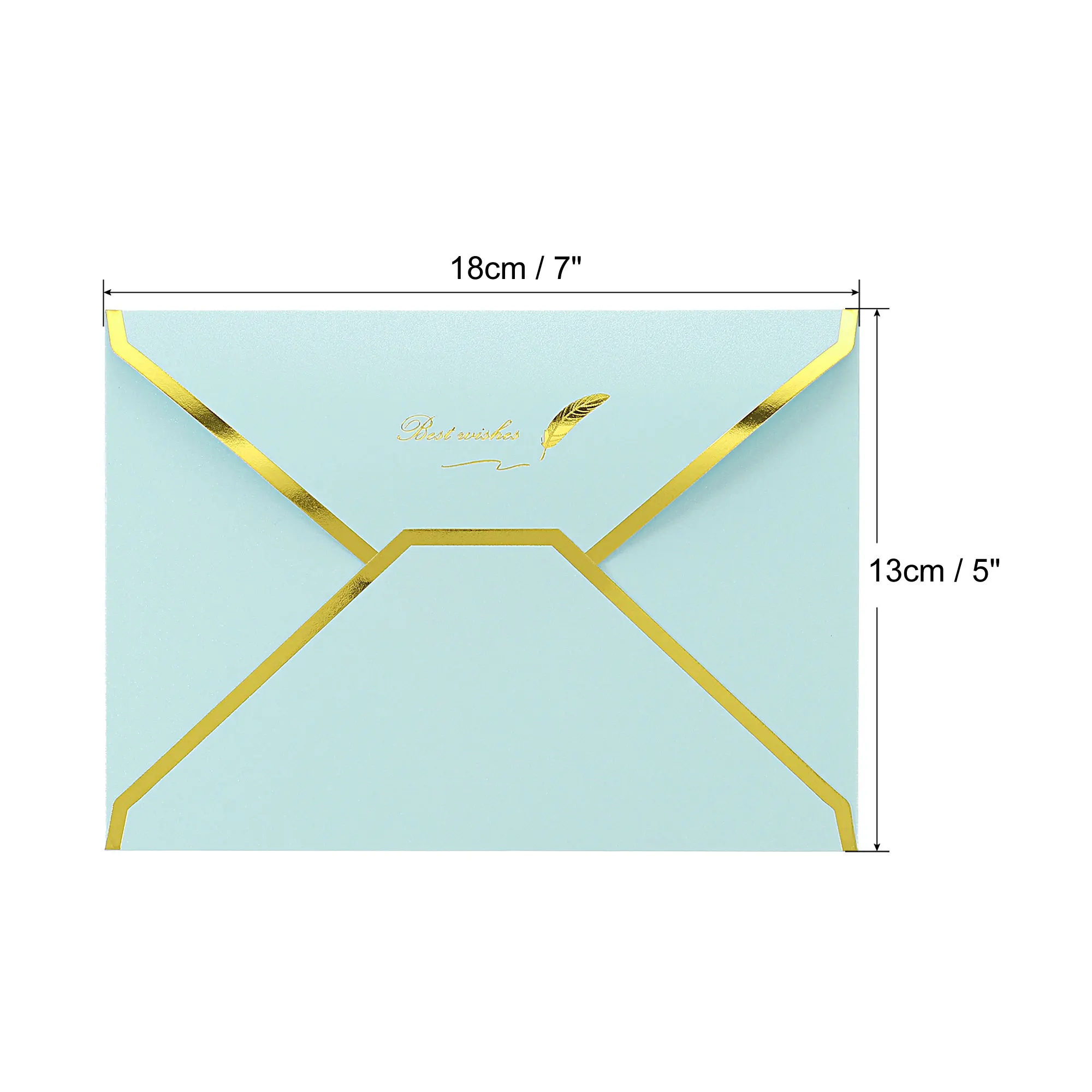 10Pcs V Flap Envelopes 7 x 5'' Luxury Style Gold Border Greeting Card Envelope for Invitations Weddings
