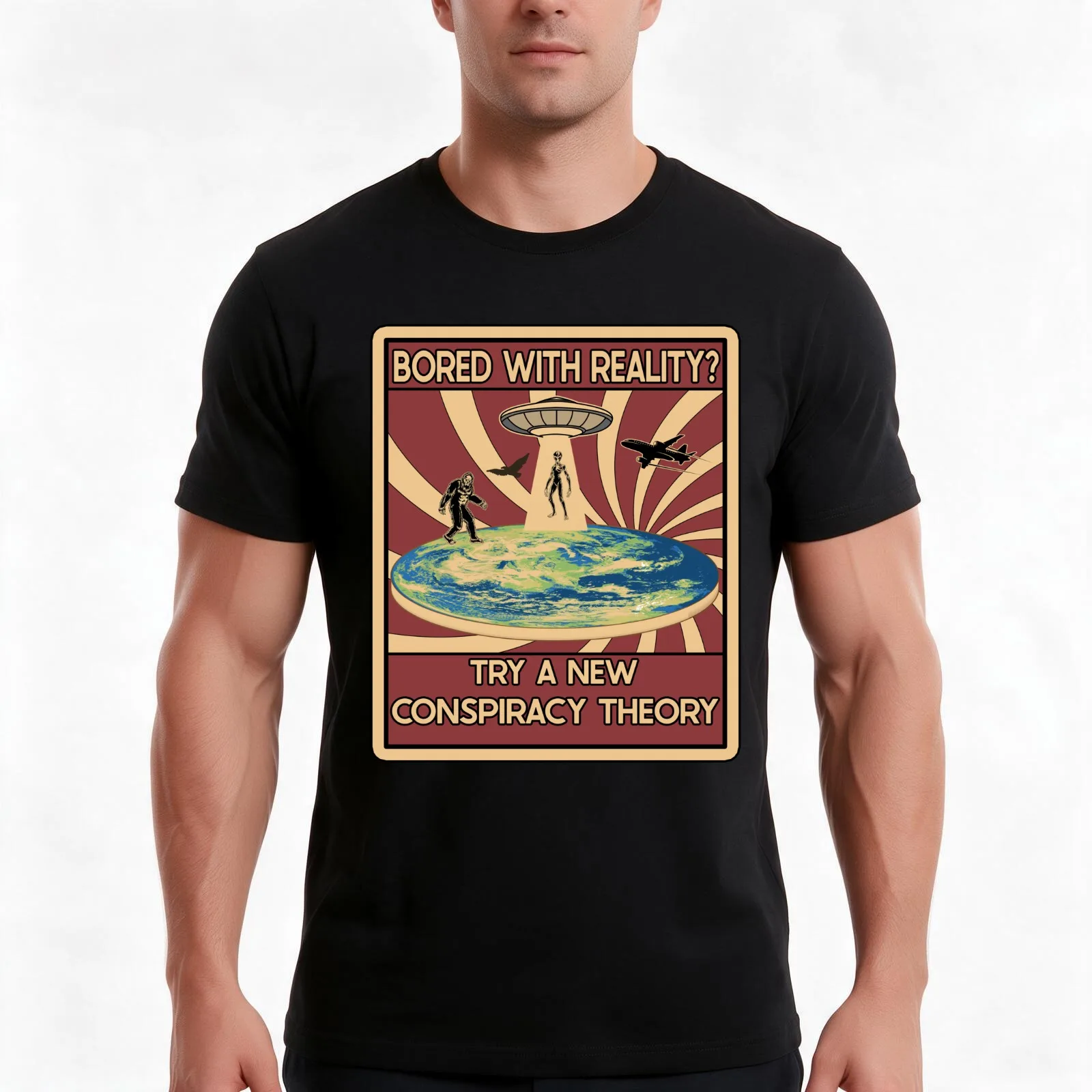 Bored With Reality? Try a new Conspiracy Theory Propaganda T-Shirt, Summer Casual Cotton Tee, Oversized Streetwear Tops