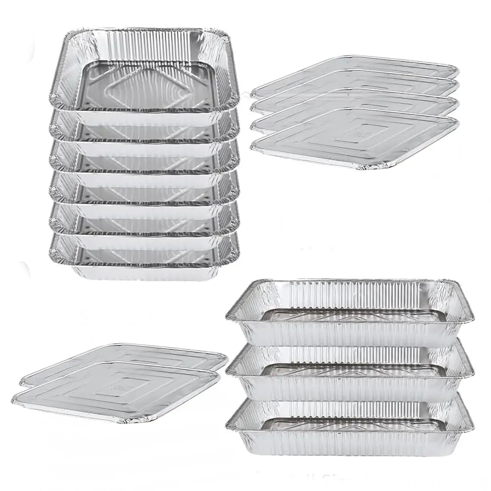 

Disposable Chafing Dish Buffet Set Food Warming Trays Replacement - 3 Water Food Warmer Pans - 6 Foil Pans - 6 Lids - Buffet