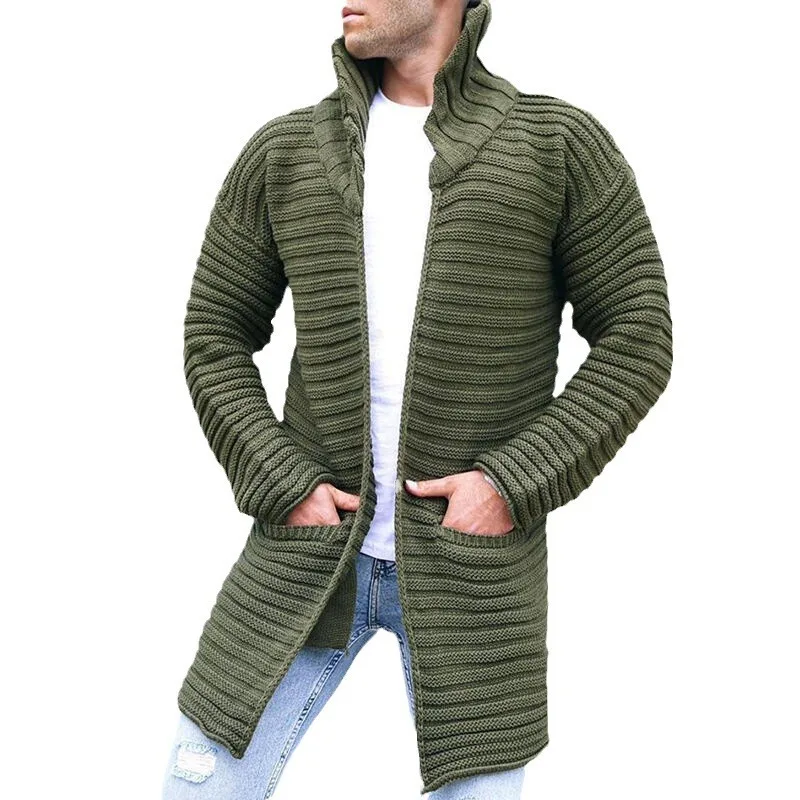 Coat Men's Turtleneck Long-sleeved Cardigan Knitted Sweater Autumn and Winter Sweater   Men Clothing