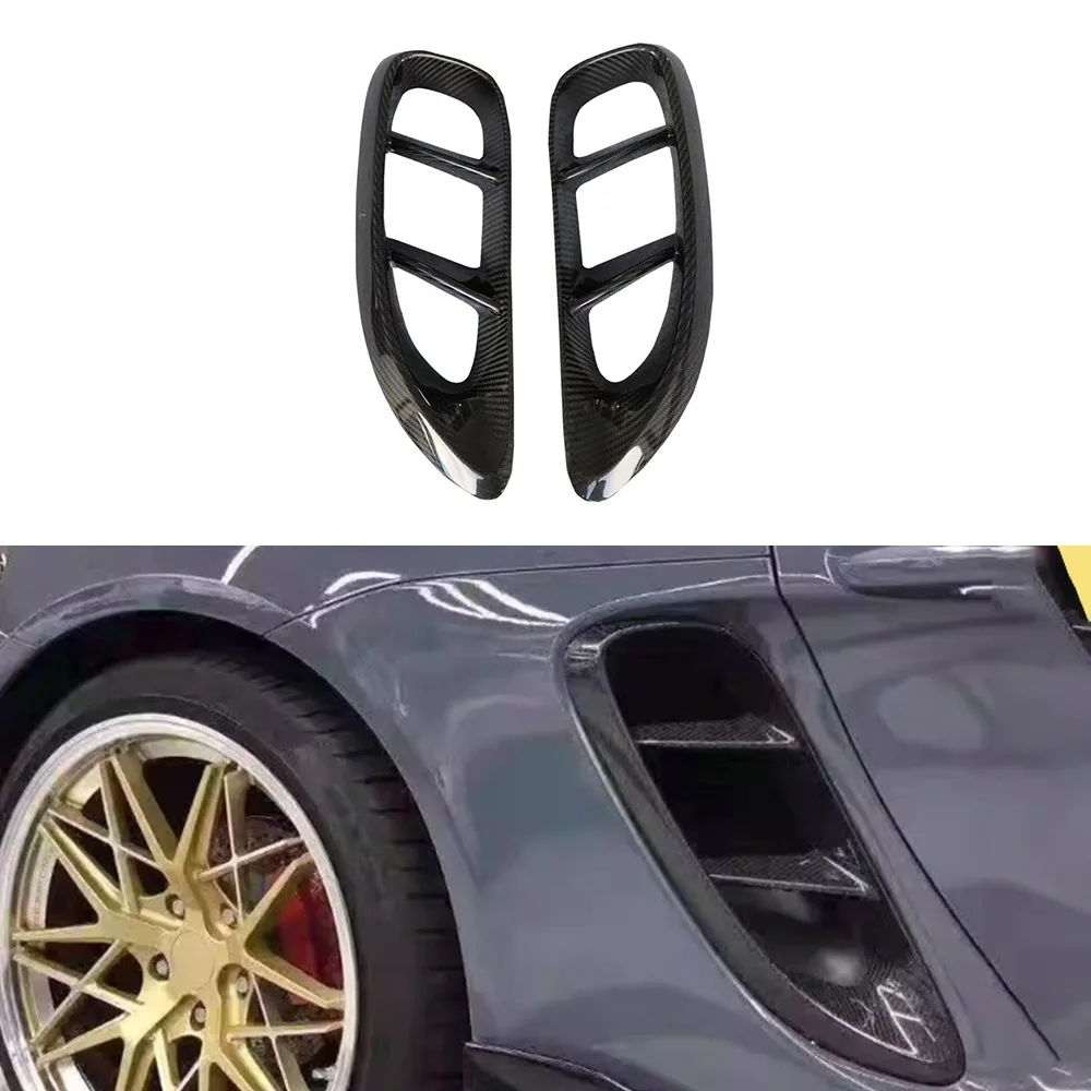 For Porsche 718 982 Cayman Genuine Dry Carbon Fiber Side Air Vent Decorative Strip Guard Spoiler Body Kits Trim Car Accessories