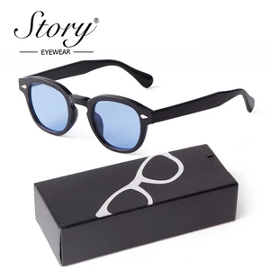 Fashion Gradien Biru Bulat Kecil Kacamata Hitam untuk Wanita Pria Merek Desain Vintage Kura-kura Square Berjemur Kacamata Lunettes De Soleil 6 kacamata tomford penjualan terbaik - №