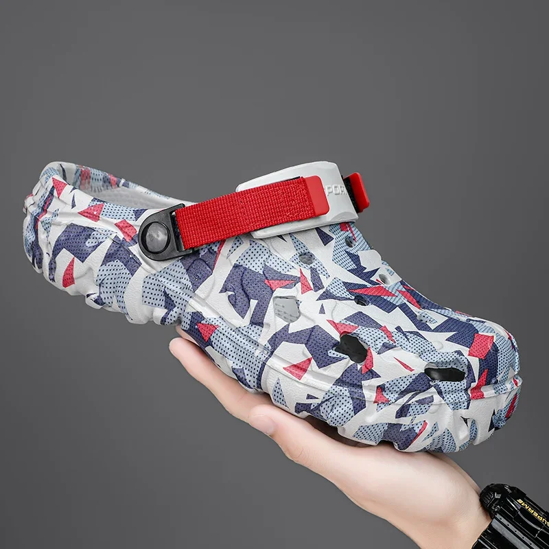 Men Shoes Slippers Garden Flat Sandals Plus Size 47 Summer Light EVA Slides Hole Shoes Clogs Home Outdoor Male Beach Shoes 46