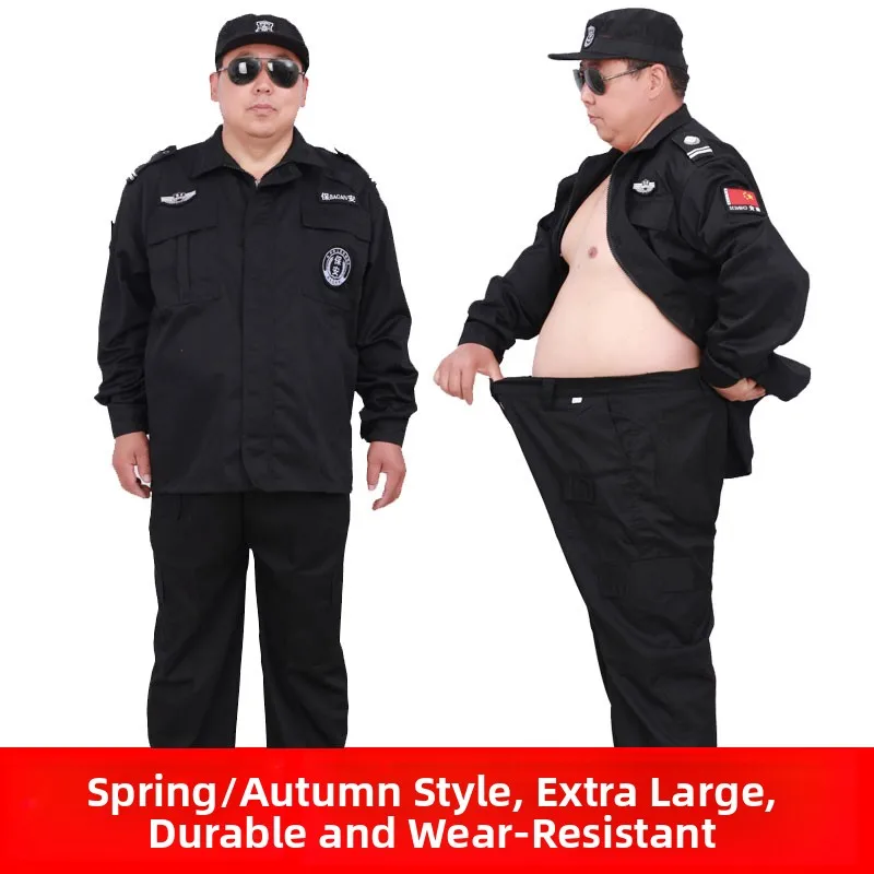 

plus Size Security Work Uniform Set Men's Winter Jacket And Pants Extra Large Training Workwear Cotton Blend Fabric