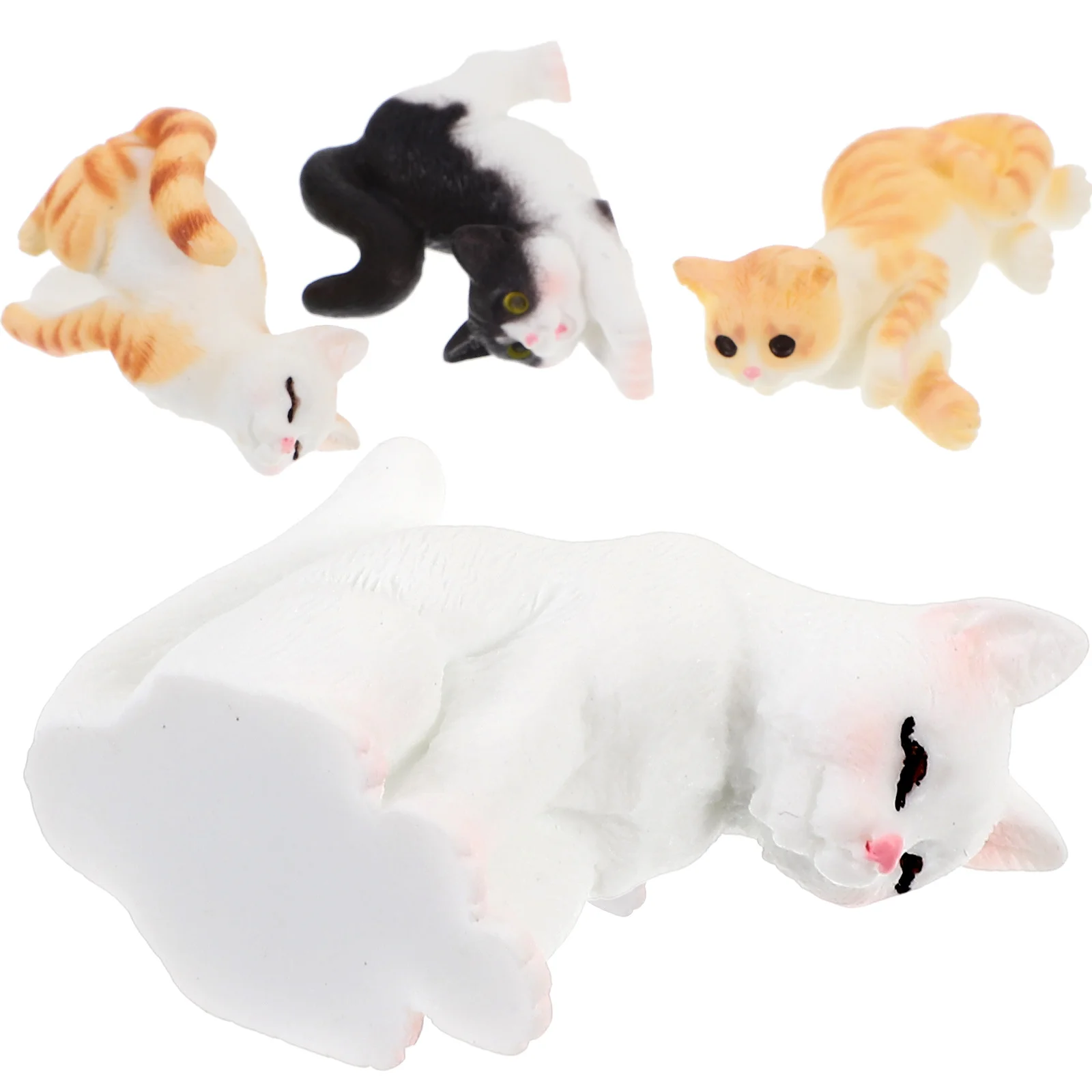 

4 Pcs Dollhouse Orange Cat Ornament Toys Kitten Miniature Animal Decoration Cake