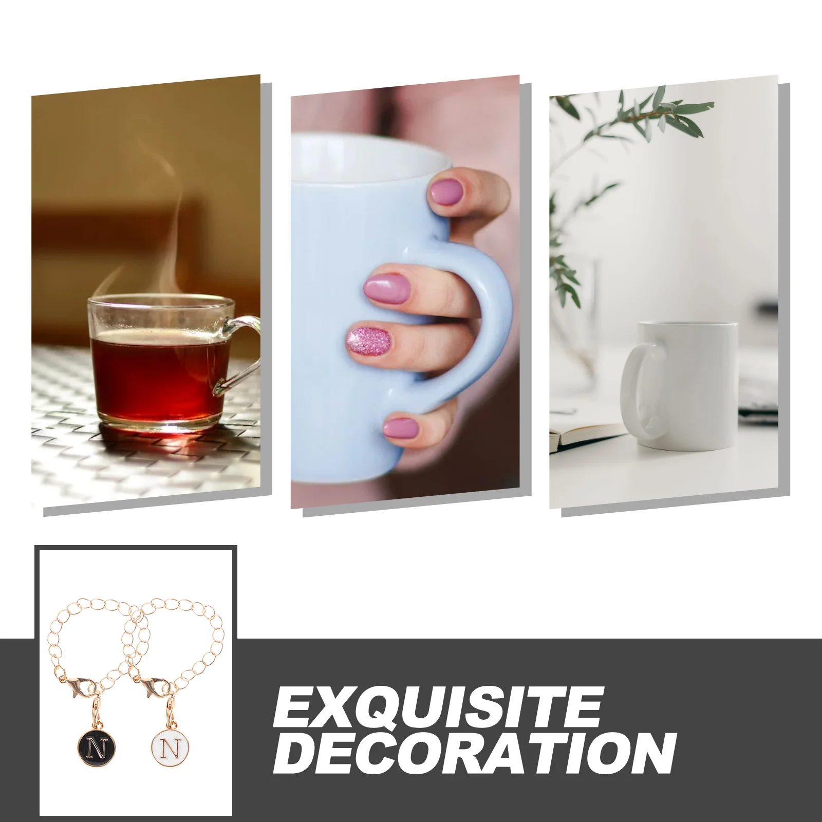 

2Pcs Letter Hanging Charm Alloy Keychain Durable Tumbler Cup Pendant Fashion Decoration Backpack Accessory for Water Bottle