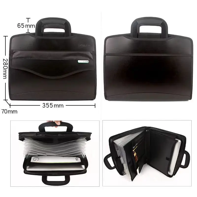 A4 Zipper File Bag Waterproof Fireproof Document Bag Foldable Accordion File Pouch Large Capacity Document Storage Bag