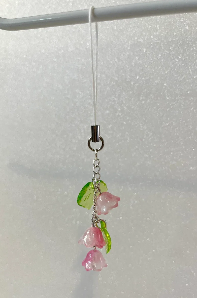 Pink Lily of the Valley Phone Charm  Bag Charm, Keychain  Floral, Aesthetic, Spring, Cute, Lilly of the Valley  Gifts for Her