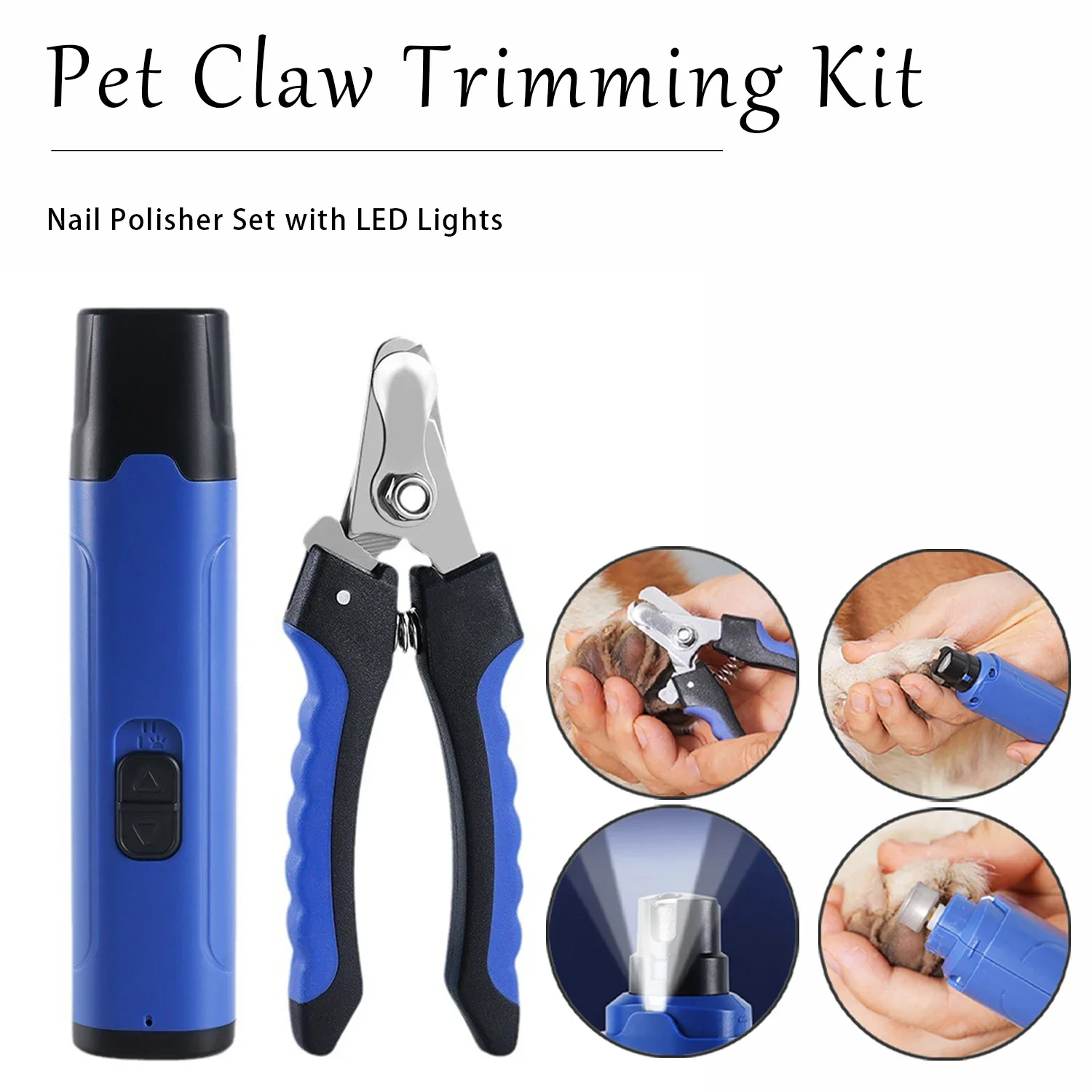 

Electric Dog Nail Grinder and Dog Nail Clipper Trimmer Set Pet Paw Trimmer with Safety Guard Rechargeable Nail Grinder with LED