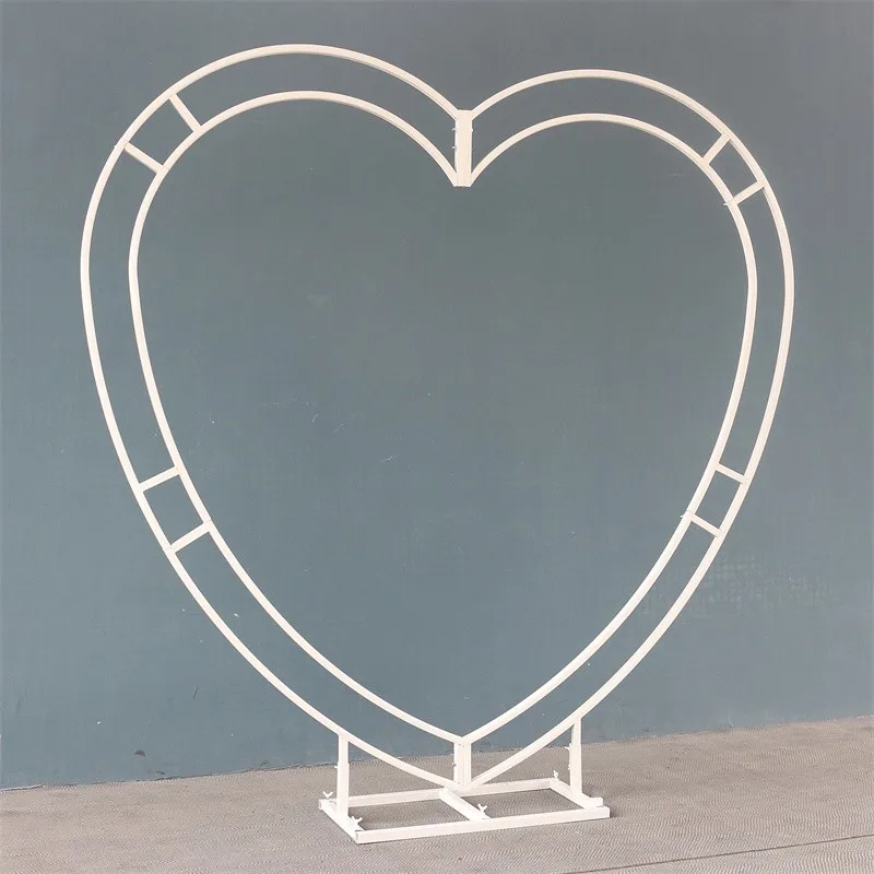 

New White Gold Heart Shape Wedding Metal Arch Backdrop Iron Stand Flower Balloon Flame for Birthday Event Party Store Decoration