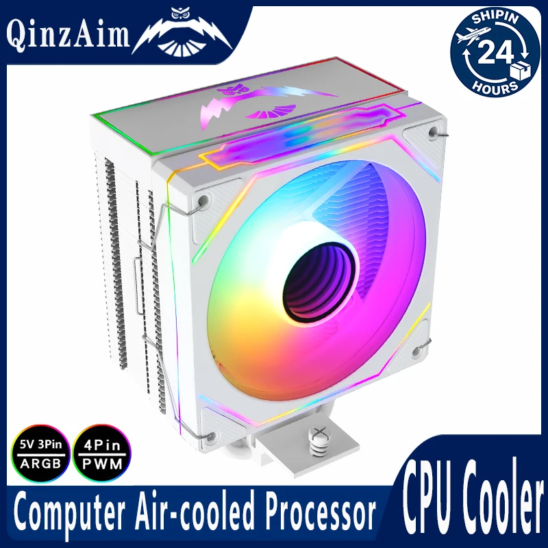 QiuzAim 4 Heat Pipe Air-cooled Compatible LGA2011 x79 x99 115x 1200 1700 i7 AM4 AM5 Efficient Cpu Air Cooler 120mm Argb Fan mute