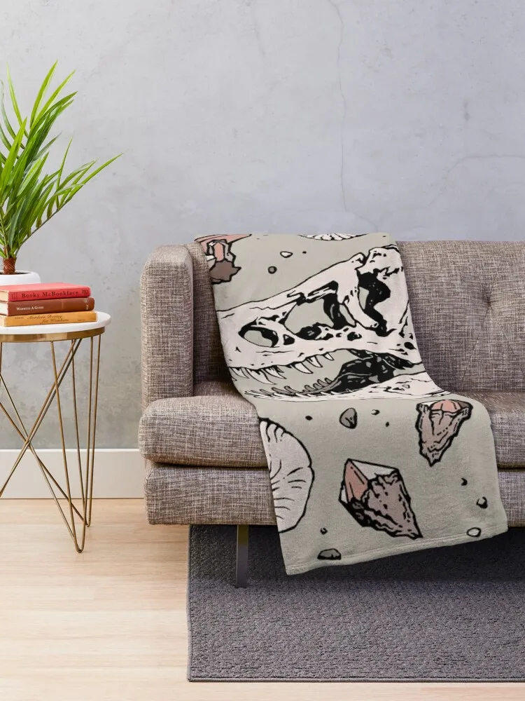 Geo-rex Vortex | Rose Quartz | Dinosaur Skull Fossil Art Throw Blanket anime Multi-Purpose Softest Blanket