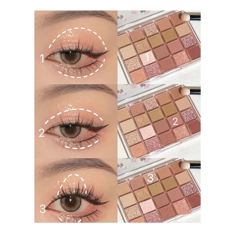 20 Colors Eyeshadow Palette Pearly Glitter Matte Pink Brown Shiny Sequin Shadow Eye Pigments Lasting Makeup Eye Shadow Korean