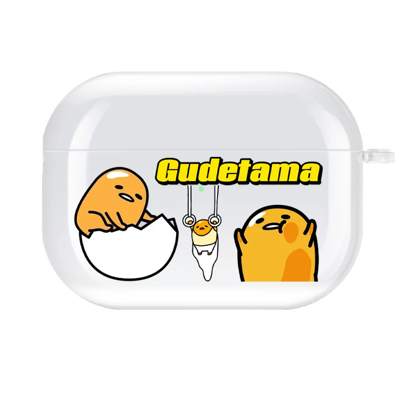 Gudetama حقيبة سماعة الاذن ل Airpods 3 4 Pro Pro 2 الكرتون شفافة سماعة لاسلكية تعمل بالبلوتوث سماعة الغطاء الواقي الملحقات