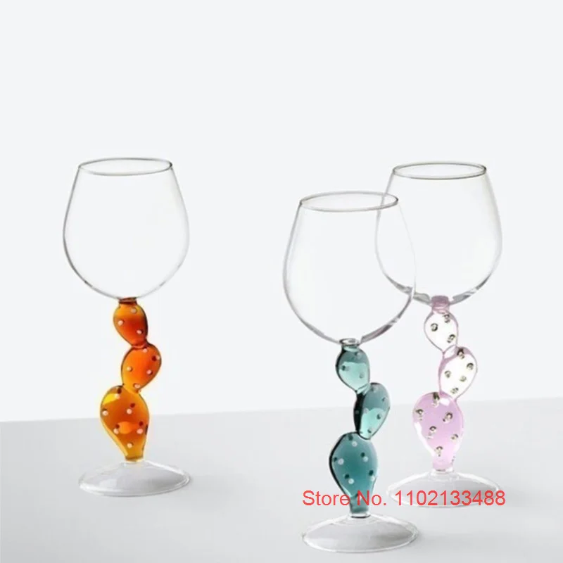 Italian Famous Design Crystal Cactus Glass Handmade Red Wine Tumbler Wedding Gifts Champagne Cocktail Bordeaux Cup Wholesale