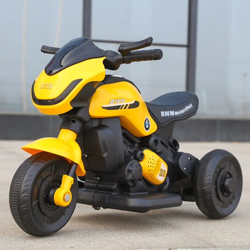 รถมอเตอร์ไซค์ไฟฟ้าสำหรับเด็ก ของเล่นขี่ได้ ดีไซน์สามล้อ พร้อมไฟ LED เบาะนั่งขนาดใหญ่ แบตเตอรี่แบบชาร์จได้ ขับขี่สบาย