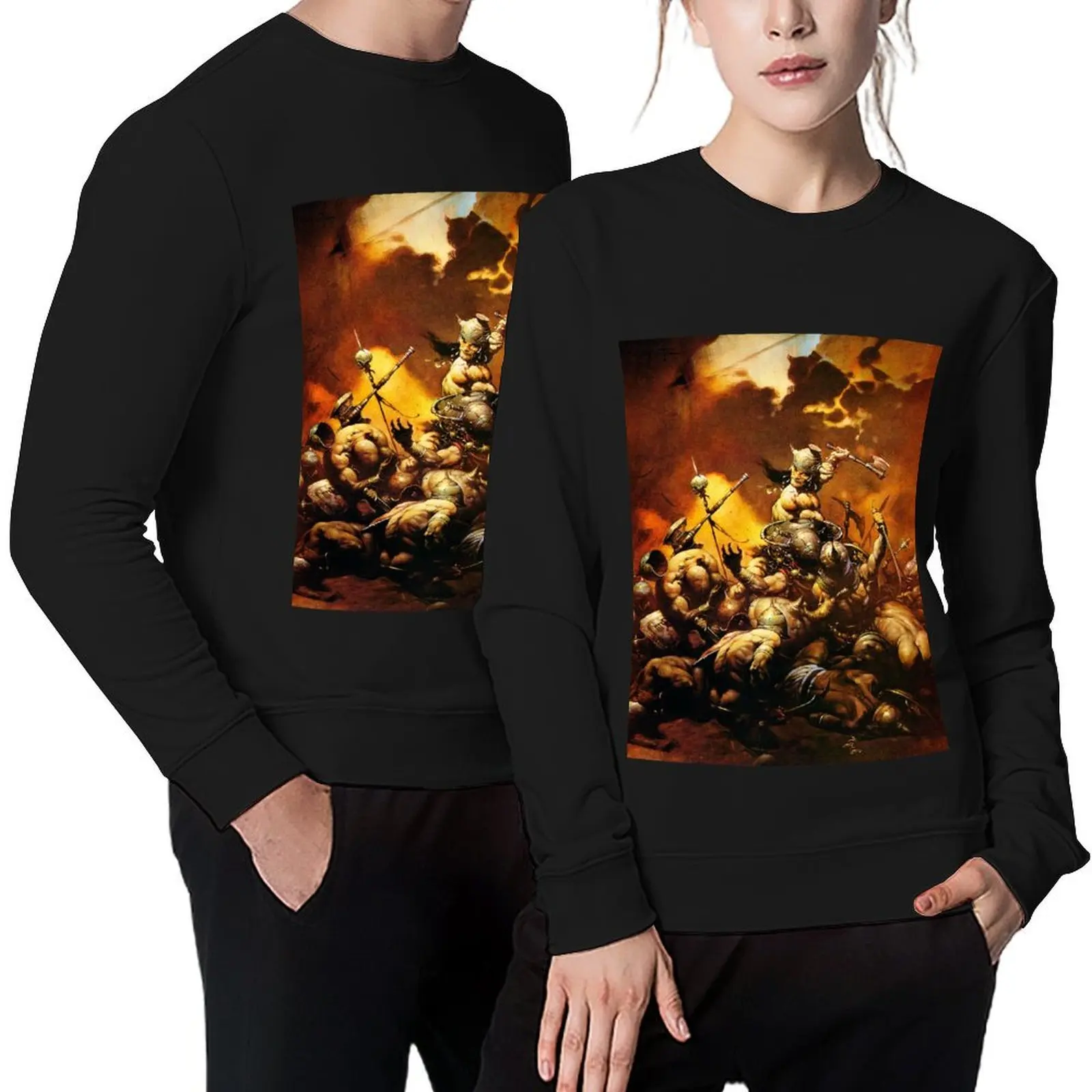 

Frank Frazetta - Conan the barbarian Pullover autumn clothes anime clothing men's clothing clothes for men graphic sweatshirts