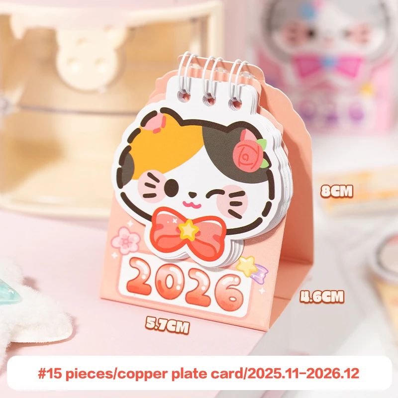 Coil Desk Calendar Kawaii Cute Portable Planner Organizer Mini 2026 Cat Shape Calendar Book Daily Time Management