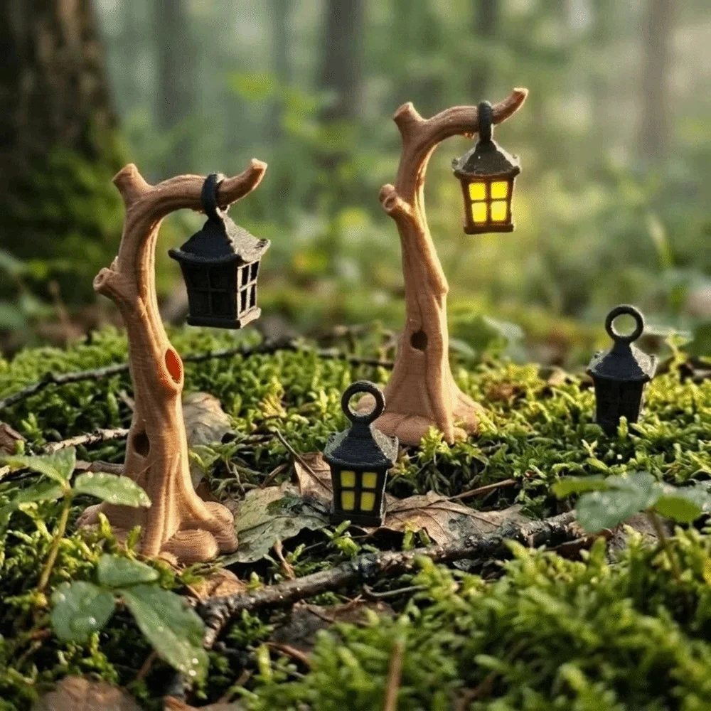 3D Printing Micro Landscape Tree Light Ornaments Plastic Detachable Forest Night Light Decorative Retro Small Lamp Model