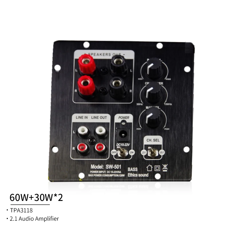 60W+30W*2 TPA3118 2.1 Audio Amplifier Digital Subwoofer Amplifiers Board 2.0/2.1 Channels Output For Home Sound Speaker