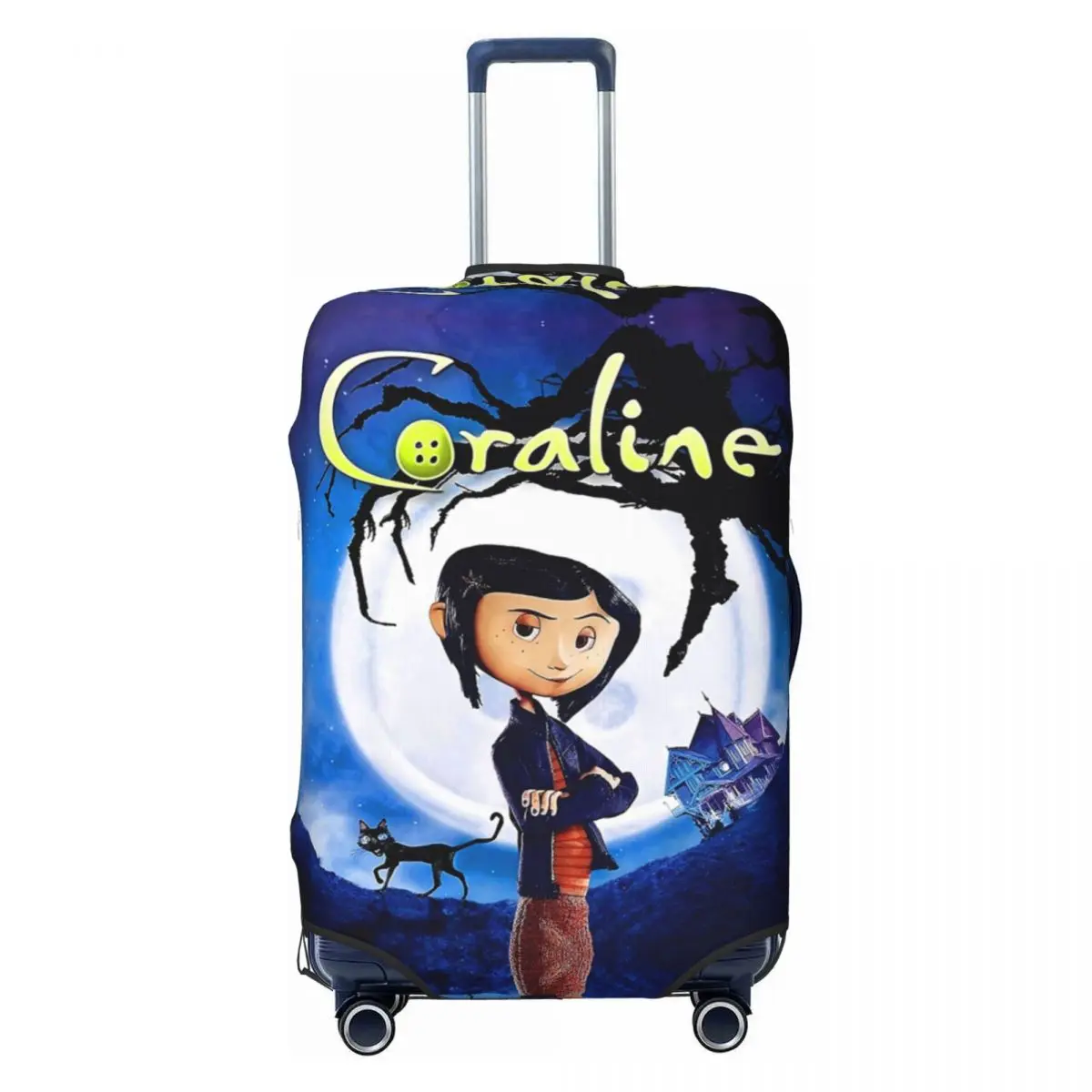 

Custom Fashion Halloween Coraline Horror Movie Luggage Cover Protector Dust Proof Travel Suitcase Covers