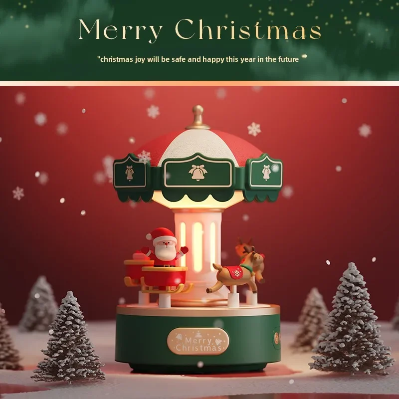 bluetooth-speaker-christmas-gift-carousel-night-light-music-box-bluetooth-rotatable-luminous-ornament-cross-border-new-products