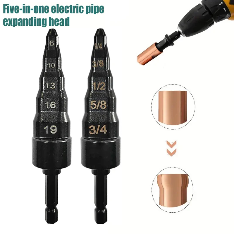 5 In 1 Air Conditioner Copper Pipe Expander Swaging Drill Bit Set Swage Tube Expander Swaging Flaring Tools For HVAC Repair