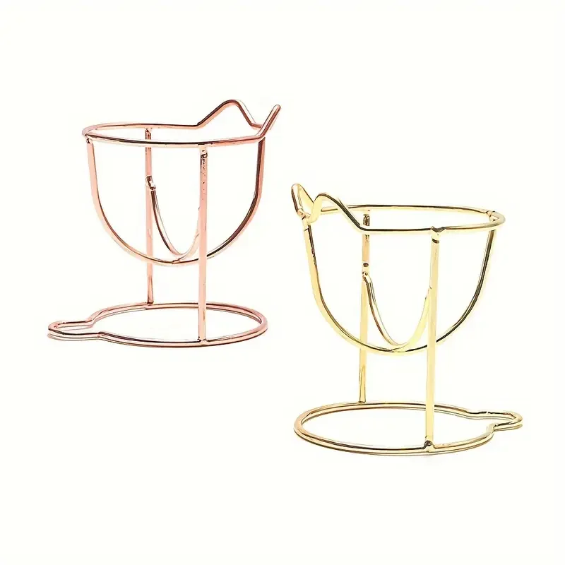 قطعة واحدة من حامل إسفنجة المكياج المعدنية مع رف تخزين منظم الحمام بتصميم أذن القط لملحقات منتفخة التجميل