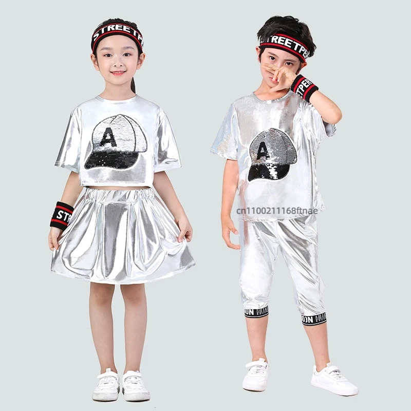 Kinder Jazz Dance Kostüm Helle Farbe Kurzarm Shorts Set Jazz Dance Männliche und Weibliche Street Dance Performance Kostüme