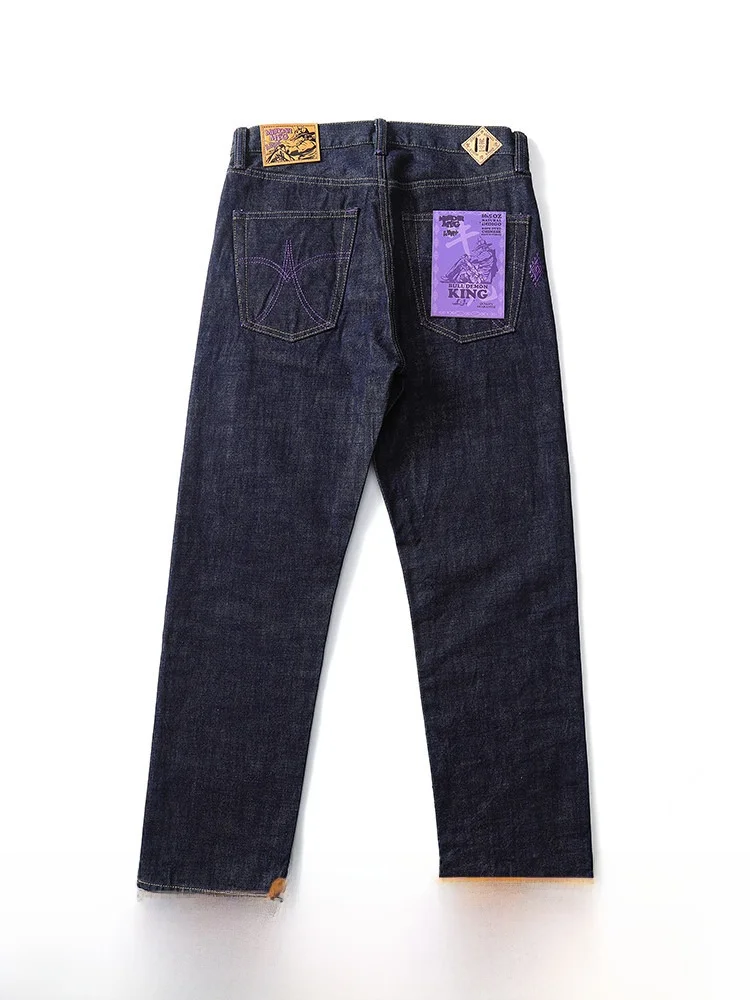 MMc Flame Mountain Series 6OZ Fce Thi Edición Limitada Otoño Invierno Devil Bull Jeans Rojos de Pierna Recta Estilo Años 70 Corte Ajustado