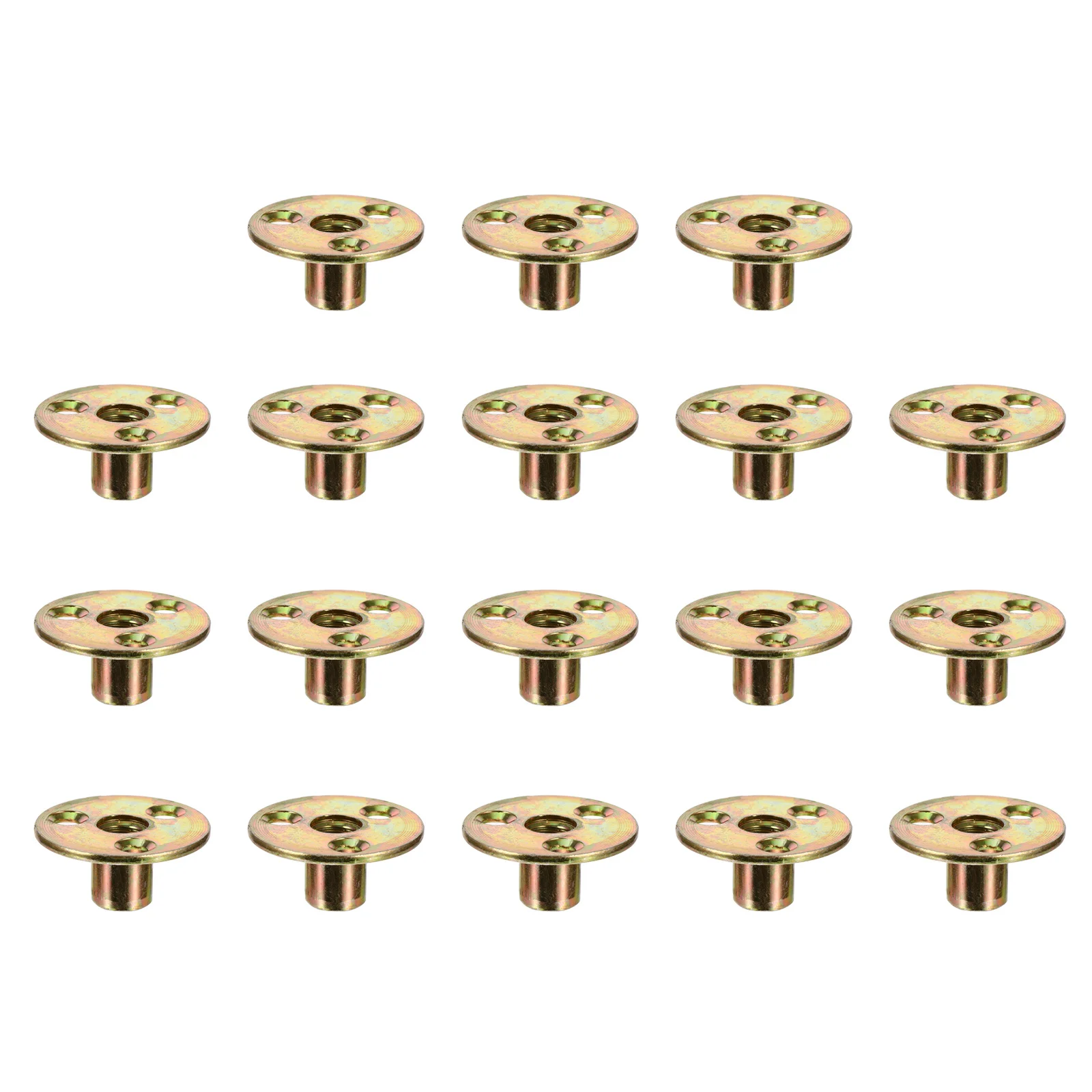

18Pcs Furniture Fixing Iron Screw Nuts Round Base Flange Plate Three Hole Durable Installation Accessory Home Screw Nut