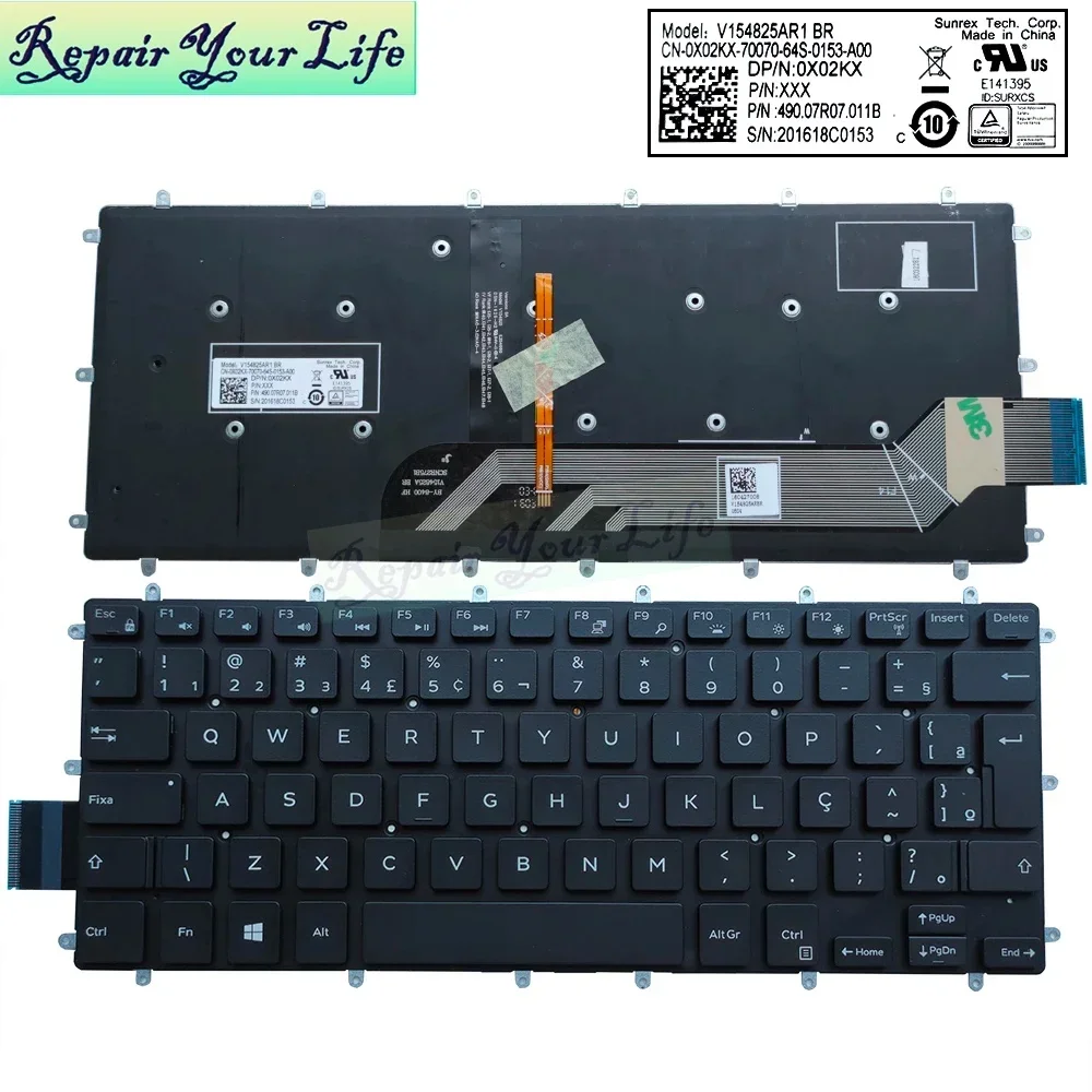 PT-BR Brazil French AZERTY Backlit Keyboard for Dell 13-5379 5368 P69G Inspiron 13 5000 5578 7368 7378 0CP6P7 04H2XV X02KX CP6P7