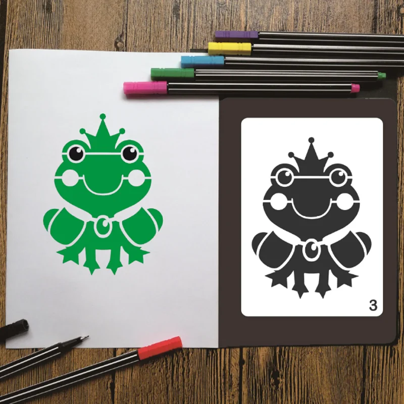 17.8*12.7cm Frog Stencils DIY Layering Wall Stone Color Painting Scrapbook Coloring Embossing Album Decorative Template Reusable image 3