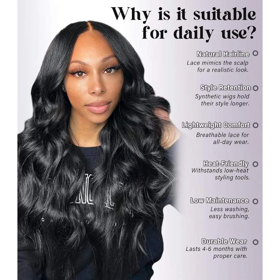Peruca dianteira de renda sintética 13x4 preplucked linha fina pronta para usar natural longo solto praia onda 26 Polegada perucas onduladas para mulher natur